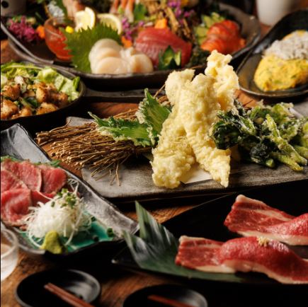 【店長オススメ!】地鶏と鮮魚と和牛の『贅沢おもてなしコース』 3時間飲み放題付き 全9品 5000円