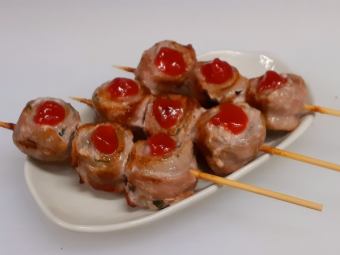 豚バラ梅しそ巻き串