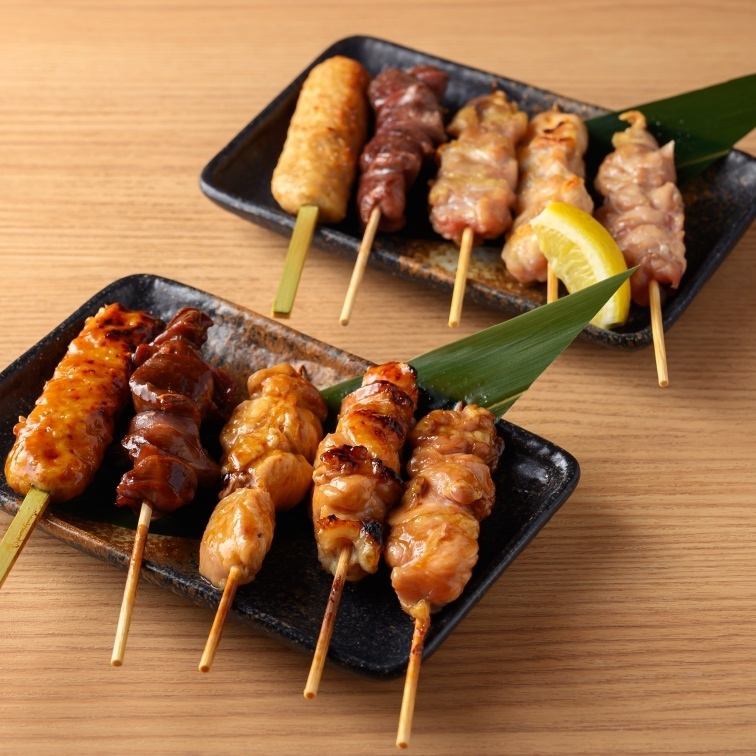定番☆もも・砂肝・つくね・皮・せせりの焼き鳥5種盛り合わせ