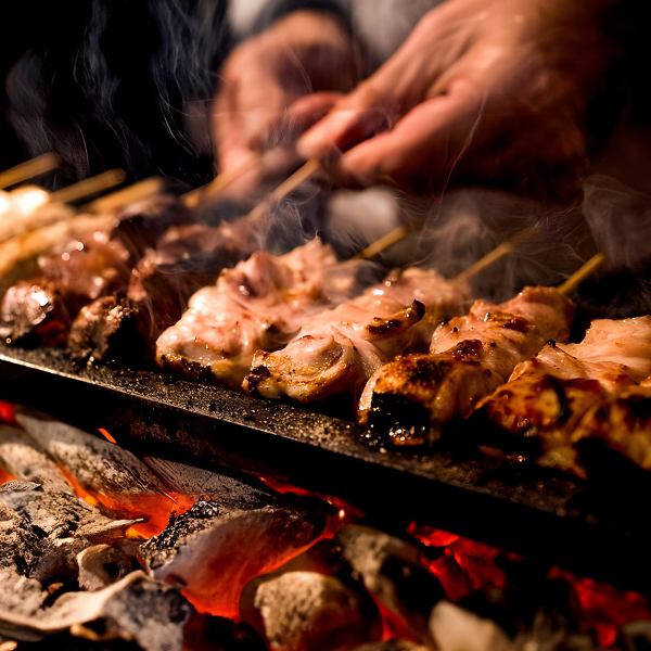 新鮮な朝〆鶏を炭火で焼き上げた絶品焼き鳥