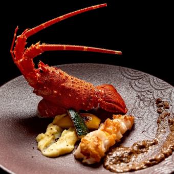 ◆Ｗメイン◆黒毛和牛ステーキ＆イセ海老の鉄板焼きコース◆全10品◆