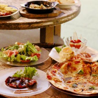 【2H飲み放題付き】アヒージョと牛ハラミステーキを楽しむ満足イタリアンコース　5,900円(税込)