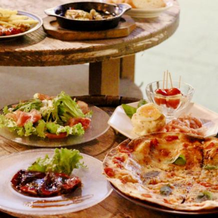 【2H飲み放題付き】アヒージョと牛ハラミステーキを楽しむ満足イタリアンコース　5,900円(税込)