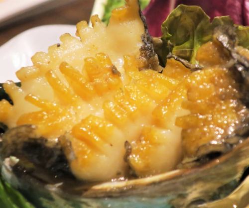 Fresh abalone grilled with butter