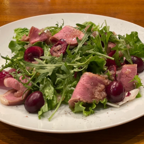 Duck and cherry salad