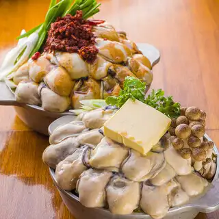 （11/2～）冬季限定・名物！牡蠣鍋付コース　全7品　生牡蠣2種・カキフライ込み！※飲み放題別