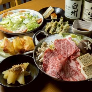 ≪包含2小時暢飲≫國產及牛壽喜燒套餐 7,000日圓（含稅）