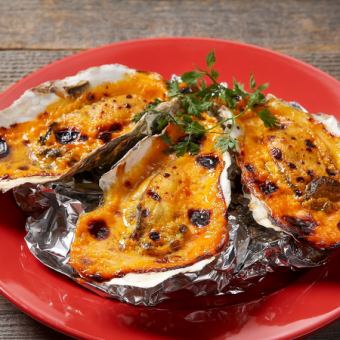 オイスターのウニ焼き 3ピース　Grilled Oyster With Sea Urchin Sauce 3 Pieces