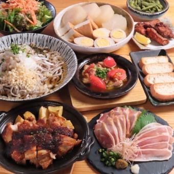 【7~8月】特製鉄板チキンステーキ/中津唐揚げ/鶏だしおでん等料理7品+プレモル付2H飲放3500円