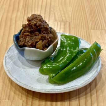 特製麻辣肉味噌のパリパリピーマン