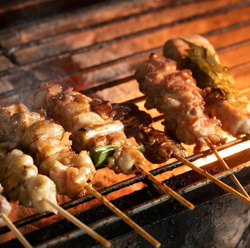 Great value charcoal grilled yakitori course♪
