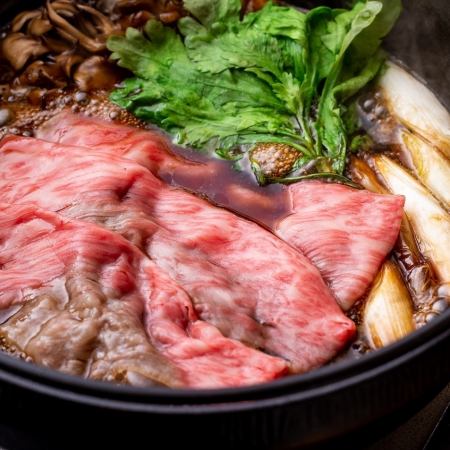 ‐夜‐＜関東風すき焼き＞季節野菜や上質な国産牛が堪能できる『国産牛コース』7,700円