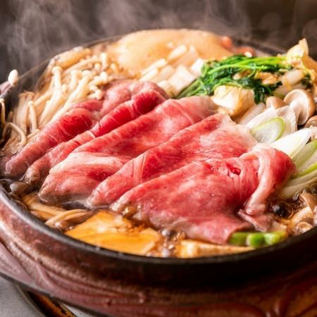 ≪人気No.1≫濃厚赤身を味わう『黒毛和牛（赤身）すき焼きコース』〈土日限定〉クーポン10％OFF