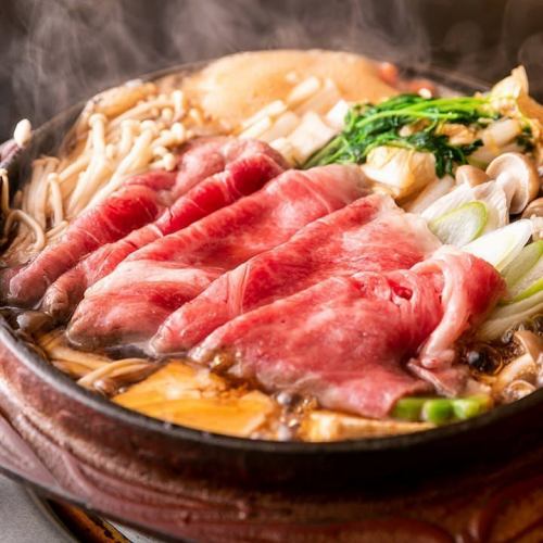 ≪人気No.1≫濃厚赤身を味わう『黒毛和牛(赤身)すき焼きコース』〈土日限定〉クーポン10%OFF