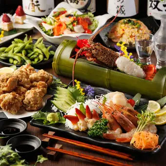 【限時優惠★包含2小時無限暢飲生啤】Nonno套餐,包含北海道產的烤羊肉和漁夫風味海鮮。