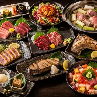【３H飲放】大トロ入り本鮪三点盛り×雲丹やいくらに熊本直送馬刺し『翠』全9品6820円⇒6000円