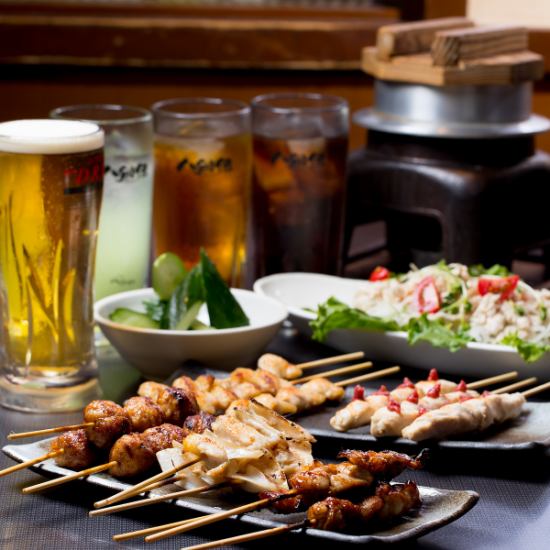 Great deal! From 40,000 yen including all-you-can-drink ♪ 6 course courses including our signature yakitori ☆