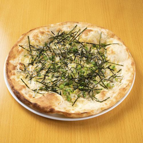 Pot-fried whitebait and seaweed pizza