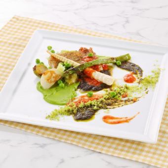 春の森　チキンのロティと春野菜　ハーブの香り