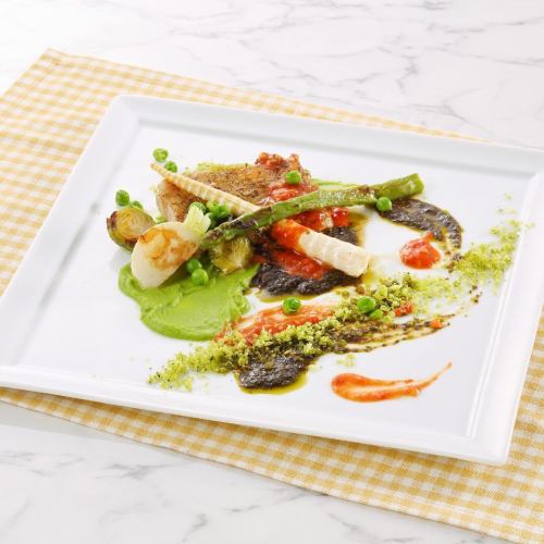 春の森　チキンのロティと春野菜　ハーブの香り