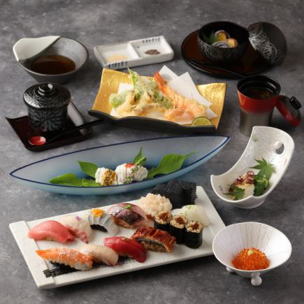 <From January 10th> [Popular] Sushi Tempura Course ◆ 11 pieces of sushi, tempura, a small bowl of salmon roe, and 20 other dishes, 7,800 yen (tax included) [Second session starts at 8:00 PM]