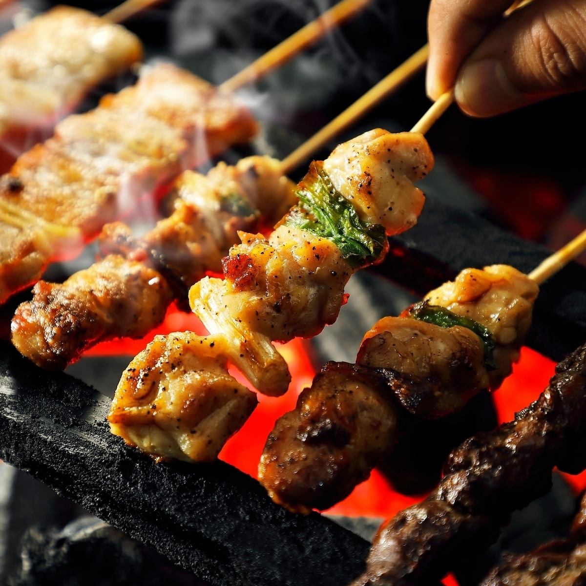 炭火で焼き上げる焼き鳥コースが2980円～