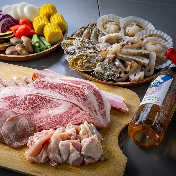 【Premium BBQ Plan】スタンダード飲み放題付！知多牛ステーキ＆厚切り牛タンの極上BBQ★