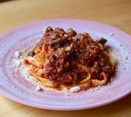 Fettuccine with homemade meat sauce
