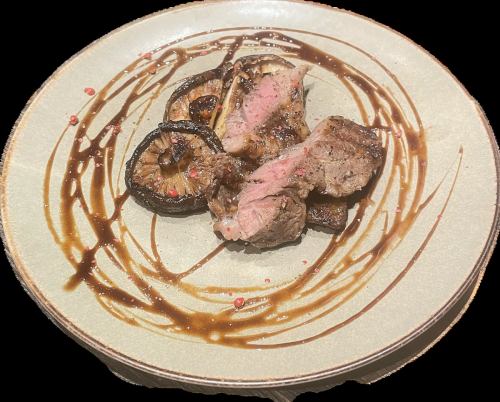 Grilled Lamb Rump and Shiitake Mushrooms with Balsamic Sauce