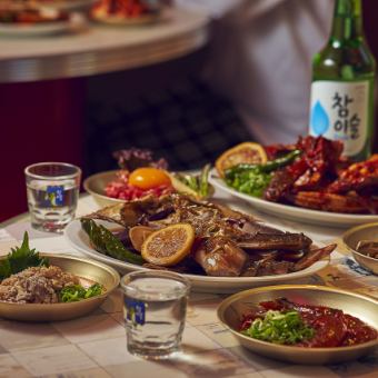 カンジャンケジャン付き贅沢韓国宴会プレミアムコース&120分飲み放題【6,500円】4日前に要予約!!