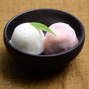 Red and white daifuku ice cream