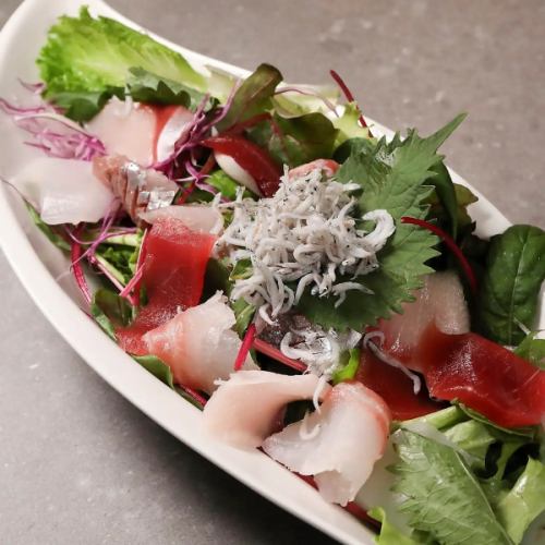 囲のフレッシュ野菜の海鮮サラダ