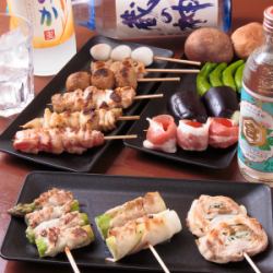 Various charcoal grilled skewers