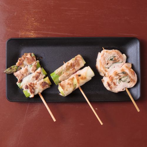 Skewer wrapped in green onion