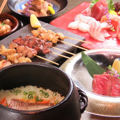 All-you-can-drink course (such as fried rice and sashimi)