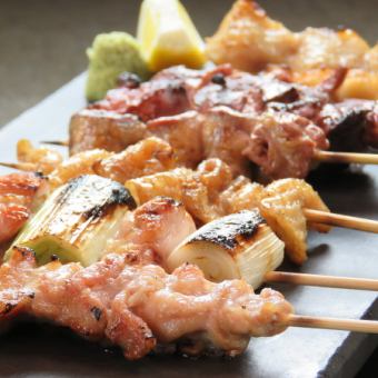 ■五月【大人烤雞肉串5種&仙台牛&鯛魚飯】11道菜品+就座時間120分鐘→8,000日元