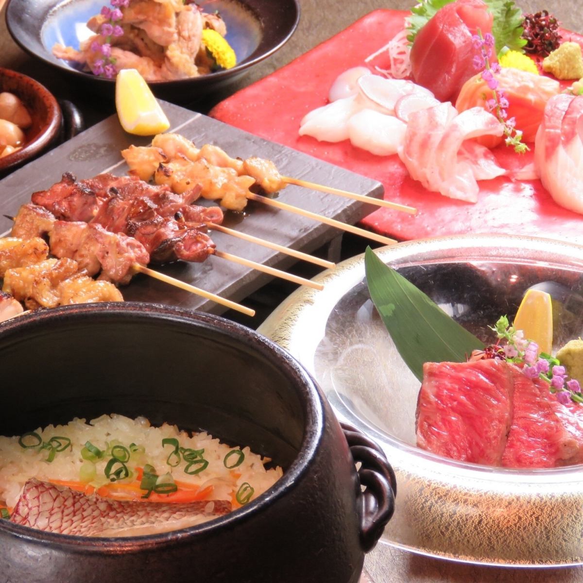 Very popular! [Sendai beef & 5 types of adult yakitori] 11 dishes + 150 minutes all-you-can-drink 8,000 yen