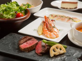 [Sirloin steak x 2 types of seafood] 90 minutes LO [all-you-can-drink included] 7-course course 6,500 yen (tax included) ⇒ 5,950 yen (tax included)