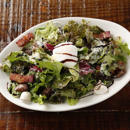 Salad Lyonnaise, Chicken Heart Confit, Iberian Bacon, Mushrooms