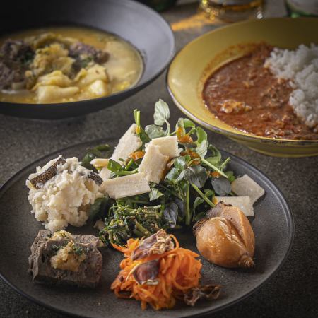 【ラマグラマお試しコース】天ぷらやジビエ等選べるメイン料理◎風味豊かな全3品◆4400円(税込)