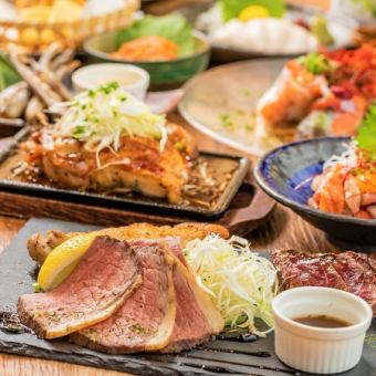 Best value for money ■ Weekday only ■ Whole grilled young chicken and duck loin [Enjoyment course] 7 dishes 3,000 yen 2 hours all-you-can-drink included