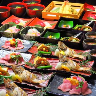 のどぐろ姿焼きと雲丹のせローストビーフを堪能する【極みコース】飲み放題付き 8000円(税込)