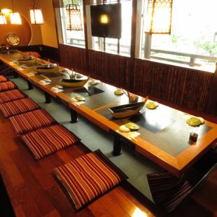 [13 to 16 people] Spacious private room with horigotatsu.Would you like to have a circle drinking party or a second party ♪