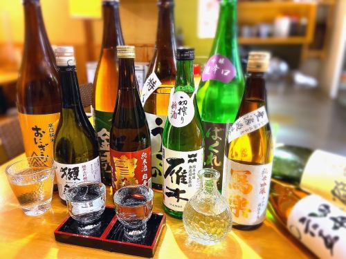 広島の地酒各種600円より、日本酒各種半合から楽しめます☆
