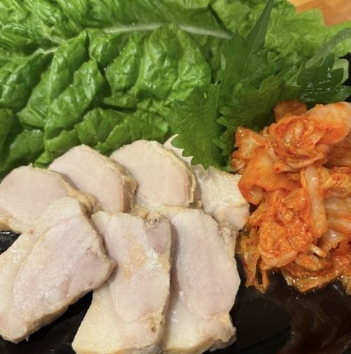 蒸し豚とキムチ