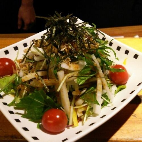Whitebait and mizuna radish salad