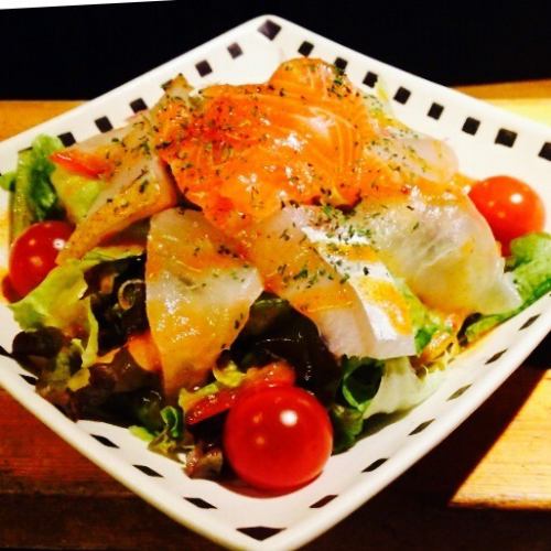 Seasonal colorful seafood salad