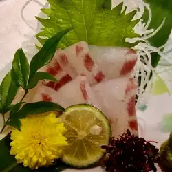 Freshly caught and prepared red snapper sashimi