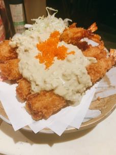 Fried shrimp with crab miso and tartar sauce