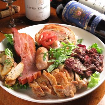 [2.5 hours all-you-can-drink included] Aged meat platter and fresh fish carpaccio "Tuscan course" 6500 → 5500 yen tax included